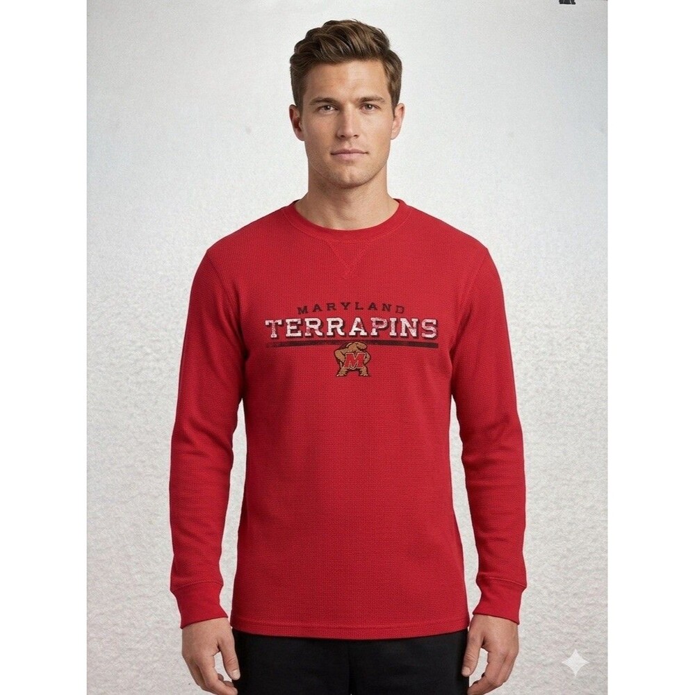OVB Men Maryland Terrapins Long Sleeve Thermal Shirt Red M NWT